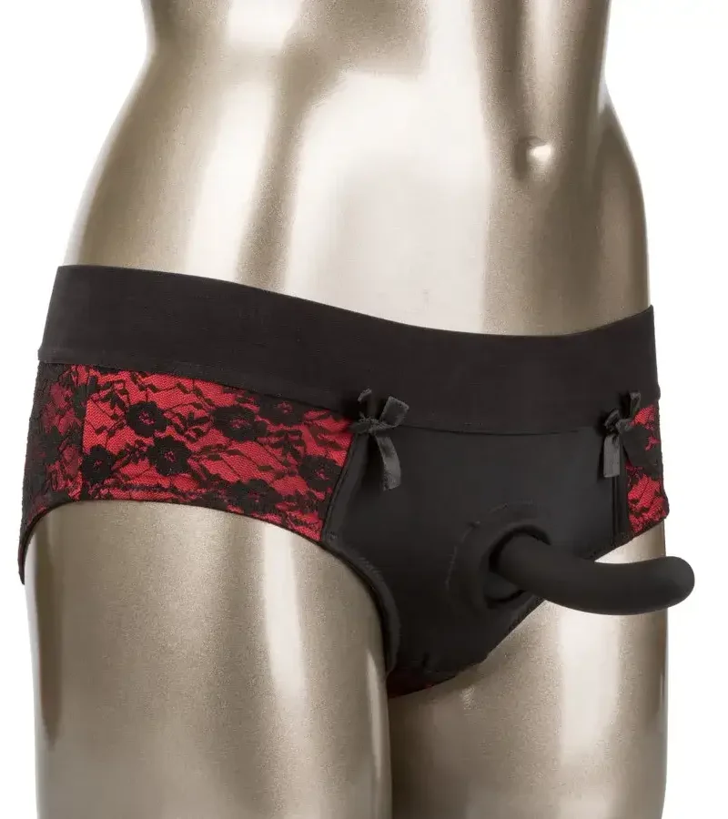 Mutandine taglia S/M con dildo da 12,75 cm ‘Crotchless Pegging Panty Set’ CALEXOTICS