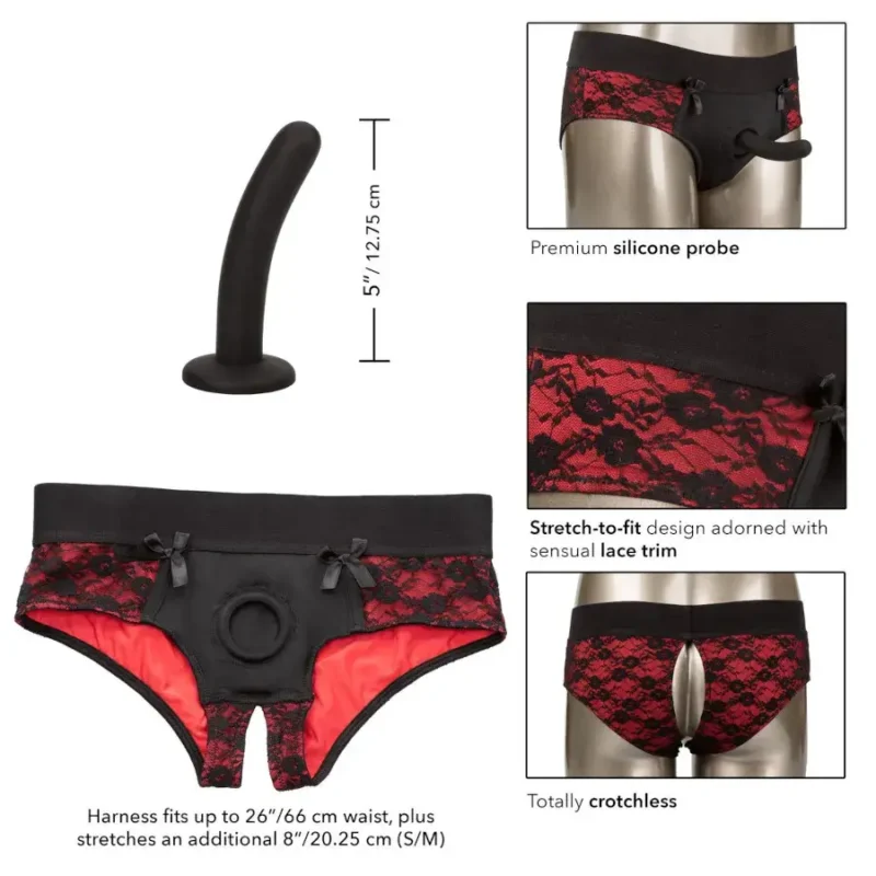 Mutandine taglia S/M con dildo da 12,75 cm ‘Crotchless Pegging Panty Set’ CALEXOTICS