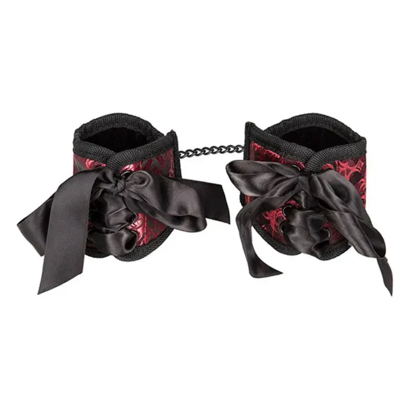 Polsiere in broccato rosso e nero ‘Corset Cuffs’ SCANDAL CALEXOTIC