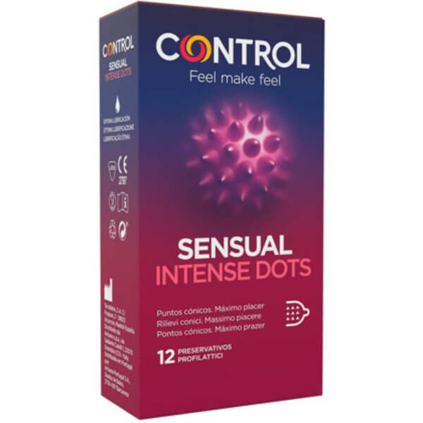 Preservativi stimolanti Sensual Intense Dots Control (12 profilattici)