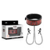 Collare in neoprene rosso e nero con pinze per capezzoli BEGME