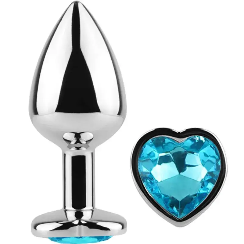 Plug anale in alluminio con cuore blu 7 x 2.8 cm SECRET PLAY