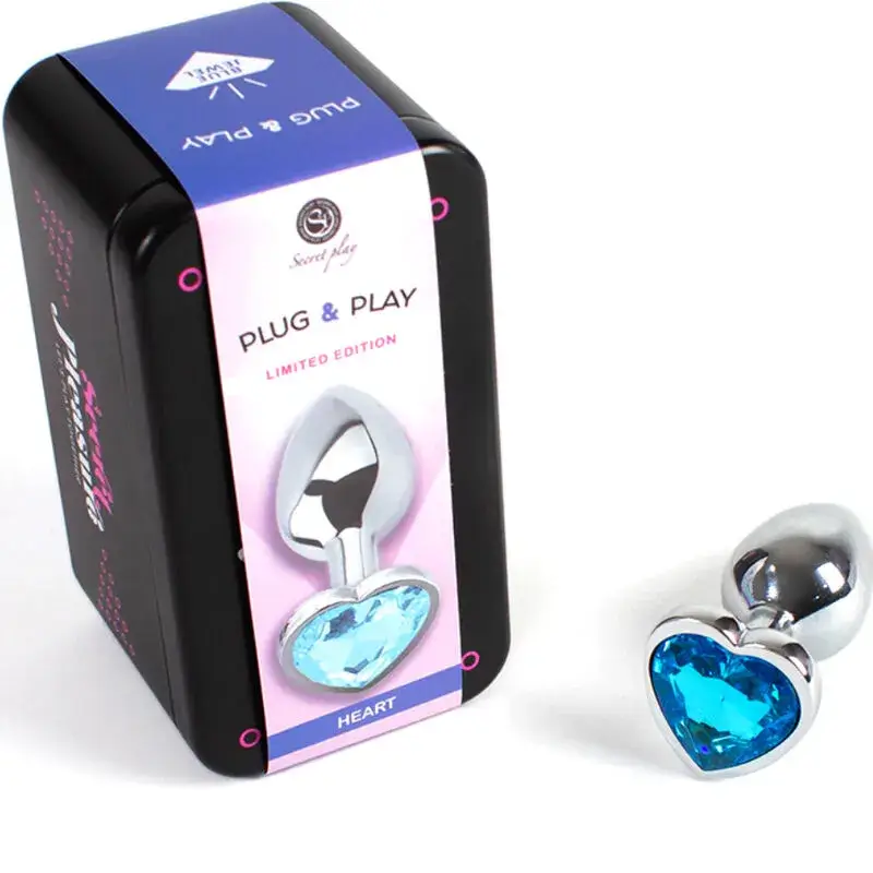 Plug anale in alluminio con cuore blu 7 x 2.8 cm SECRET PLAY