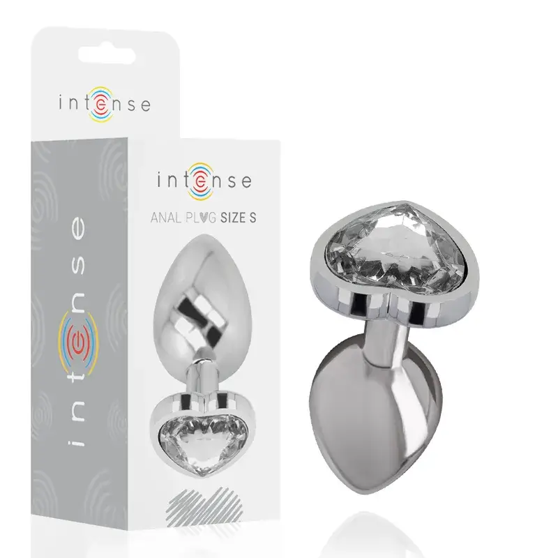 Plug anale in alluminio cuore di diamante bianco INTENSE tg S