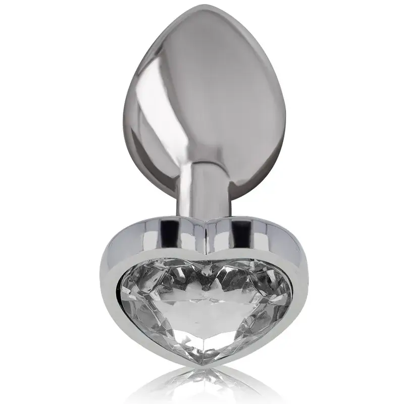 Plug anale in alluminio cuore di diamante bianco INTENSE tg S