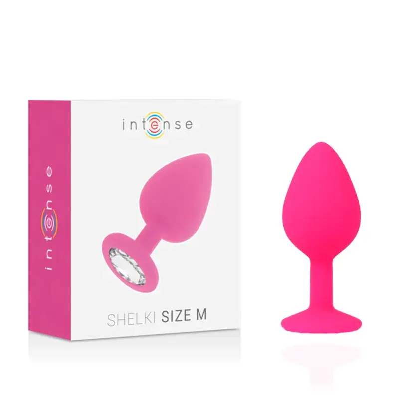 Plug anale medio 8 x 3,5 cm in silicone rosa SHELKI M INTENSE