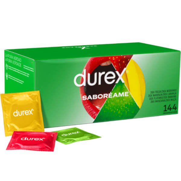 Preservativi alla frutta DUREX 144 pezzi (fragola, banana, arancia, mela)