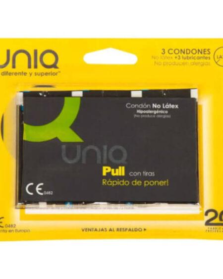 Preservativi senza lattice con strisce di trazione UNIQ PULL 3 profilattici