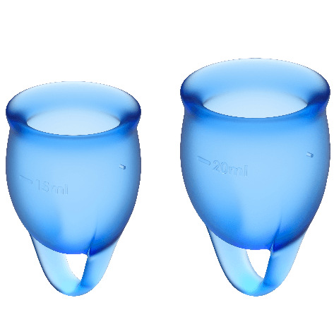 Satisfyer Feel Confident: coppia di coppe mestruali blu (15 e 20 ml)