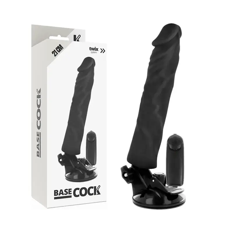 Vibratore realistico nero 21 cm con telecomando BASECOCK