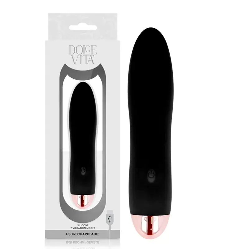 Vibratore ricaricabile in silicone nero ‘Black Four’ DOLCE VITA