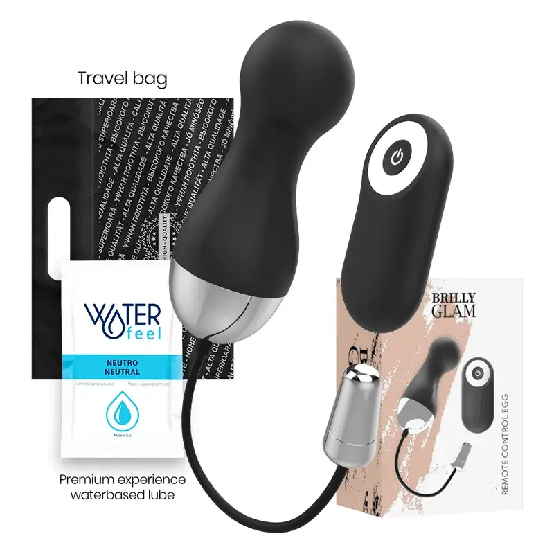 Vibratore telecomandato in silicone nero/argento 'IAN' BRILLY GLAM