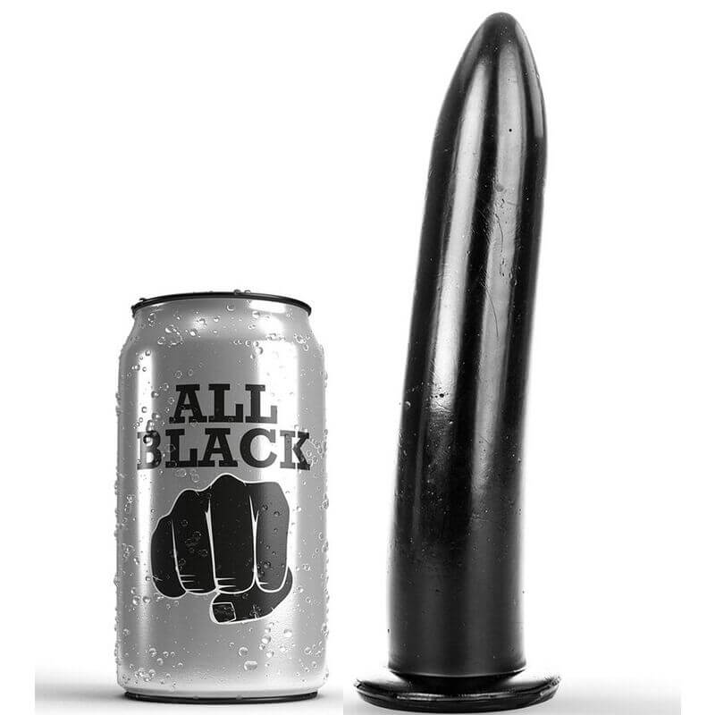 Dildo ALL BLACK dilatatore anale e vaginale 20 cm