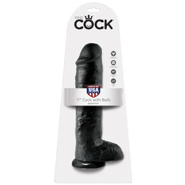 Dildo realistico con ventosa nero da 28 cm KING COCK 11"