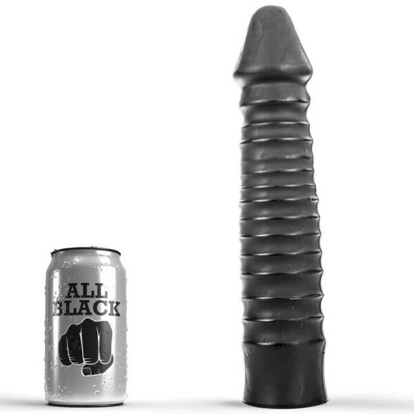 Maxi dildo nero scanalato da 26 cm ALL BLACK