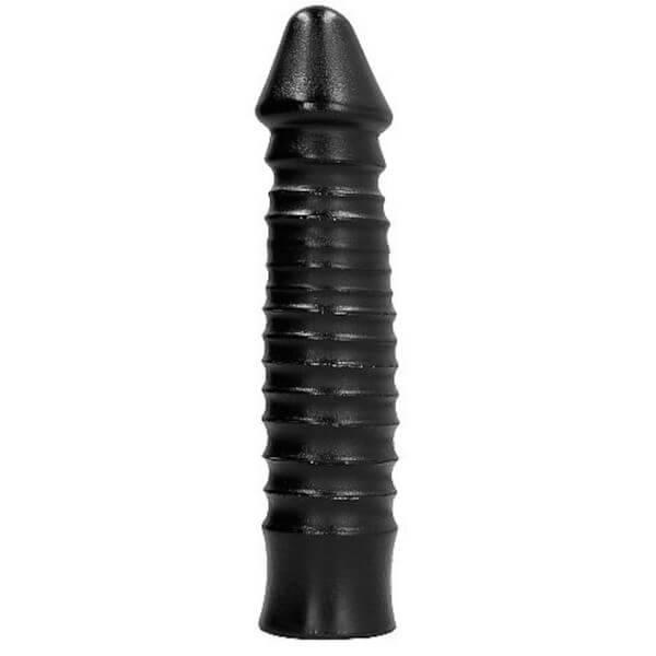 Maxi dildo nero scanalato da 26 cm ALL BLACK