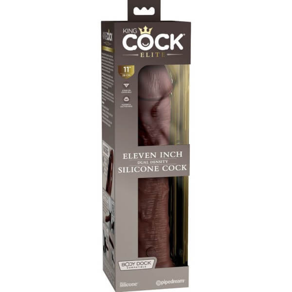 Dildo realistico in silicone marrone con ventosa da 28 cm KING COCK ELITE