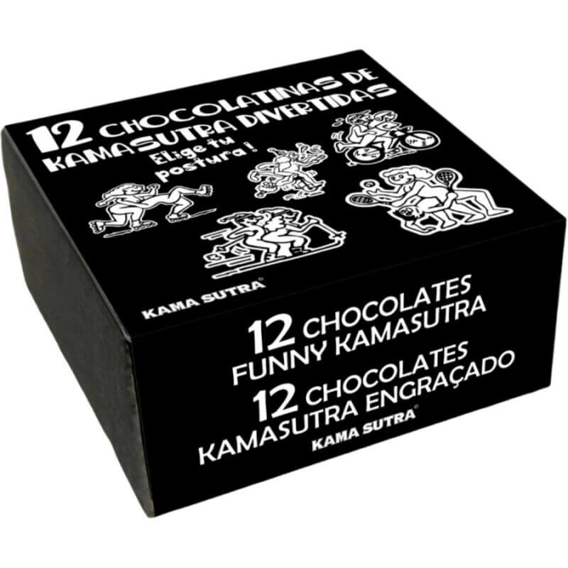 Scatola con 12 cioccolatini con relative posizioni del Kamasutra
