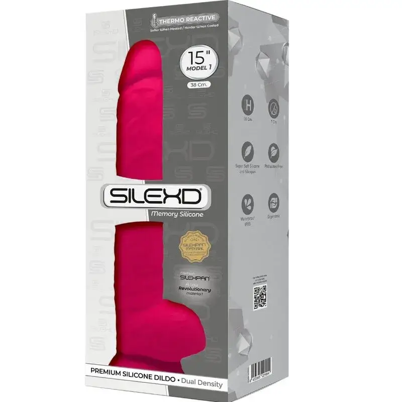 Dildo gigante realistico fucsia con ventosa 38 cm SILEXD 15″ MODEL 1