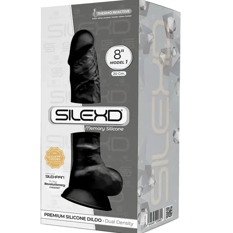 Dildo realistico in silicone nero con ventosa 20 cm SILEXD 8" MODEL 1