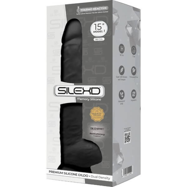 Dildo realistico con ventosa in silicone nero 38 cm SILEXD 15″ MODEL 1