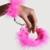 Manette in metallo con piume rosa - ADRIEN LASTIC