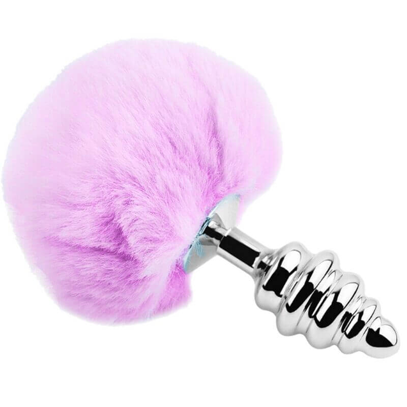 Plug anale progressivo con coda di coniglio rosa – Misura L