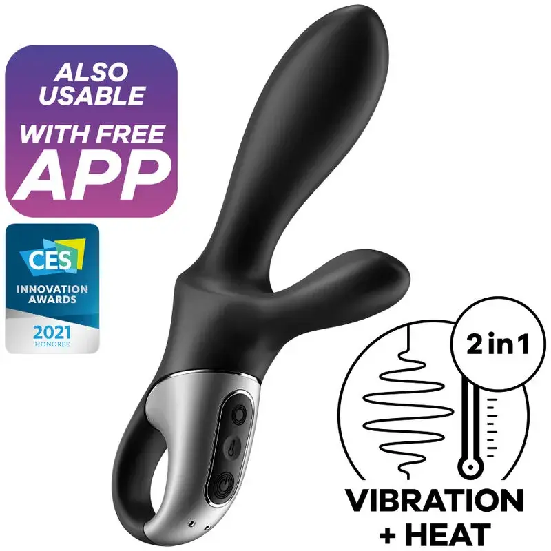 Vibratore anale nero riscaldato ‘Heat Climax +’ Satisfyer