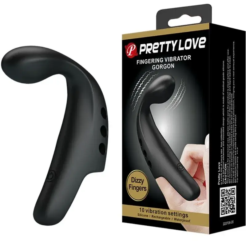 Vibratore da dito ricaricabile Nero ‘GORGON’ PRETTY LOVE