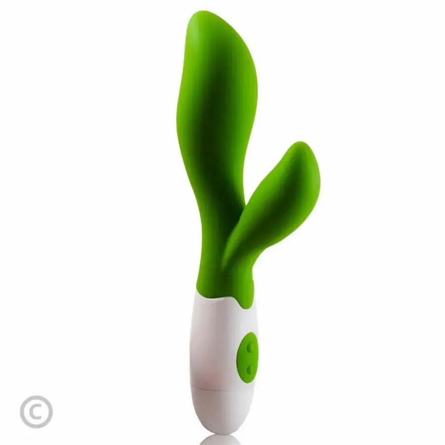 Vibratore rabbit a batterie in silicone verde e bianco ‘OWEN’ PRETTY LOVE