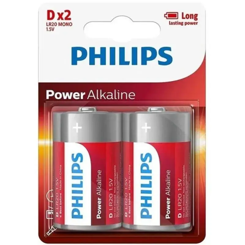 2 Batterie alcaline tipo D (LR20) PHILIPS