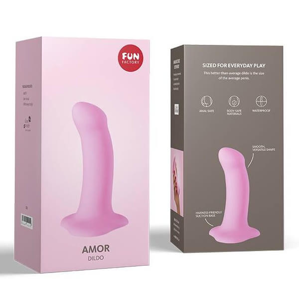 Dildo punto G e P con ventosa in silicone rosa AMOR DILDO