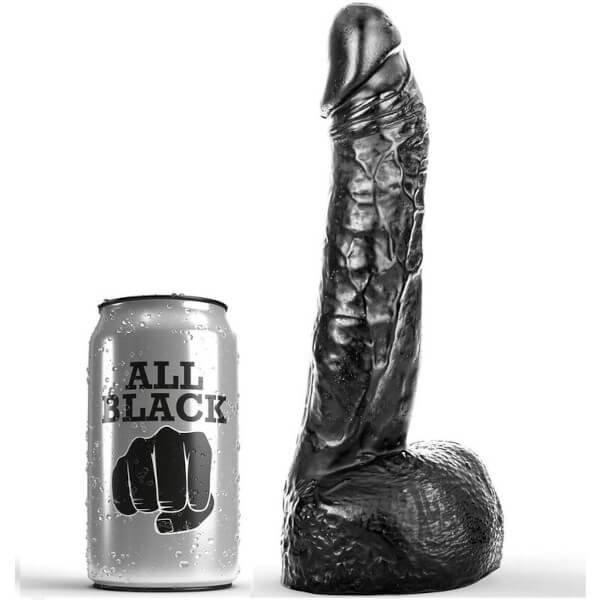 Dildo realistico nero con testicoli 20 cm ALL BLACK