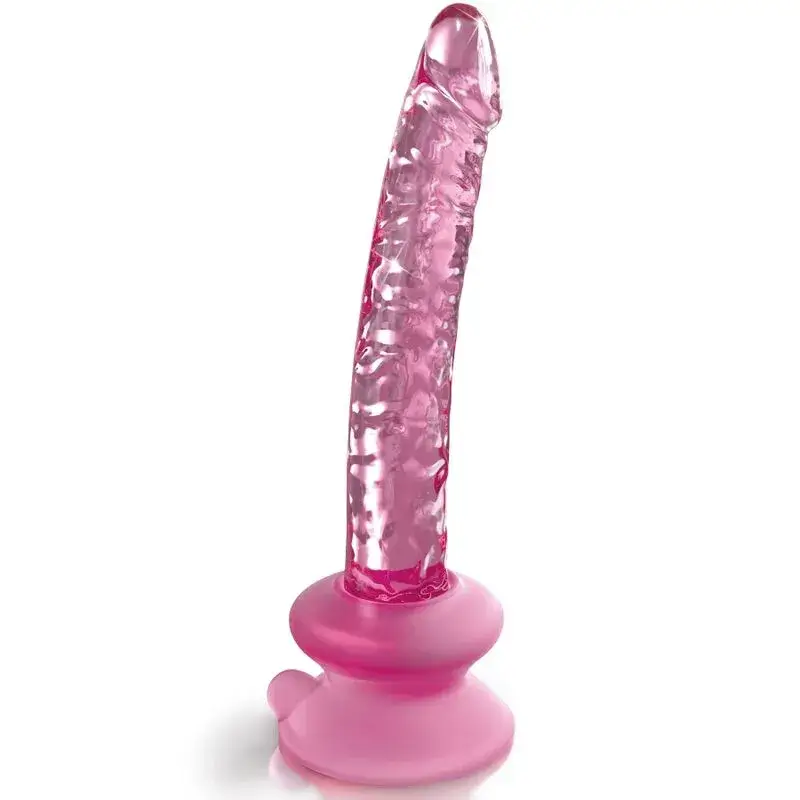 Dildo in vetro rosa con ventosa da 17 cm N° 86 ICICLES