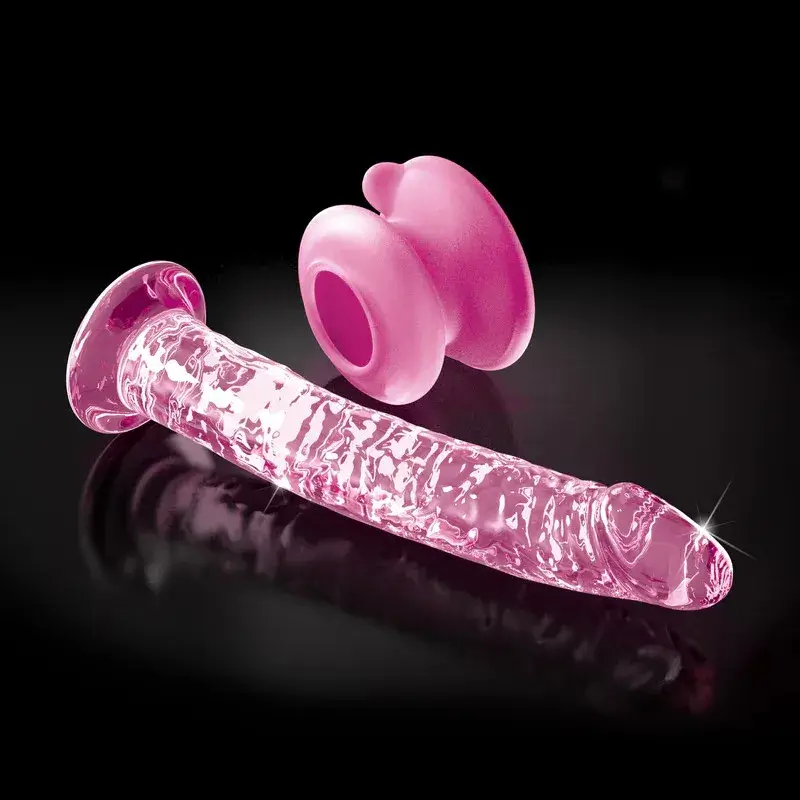 Dildo in vetro rosa con ventosa da 17 cm N° 86 ICICLES