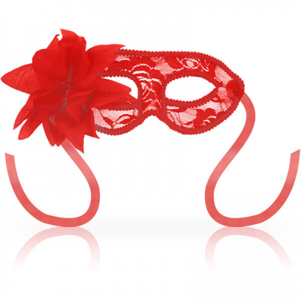 Maschera veneziana in pizzo rosso con fiore OHMAMA