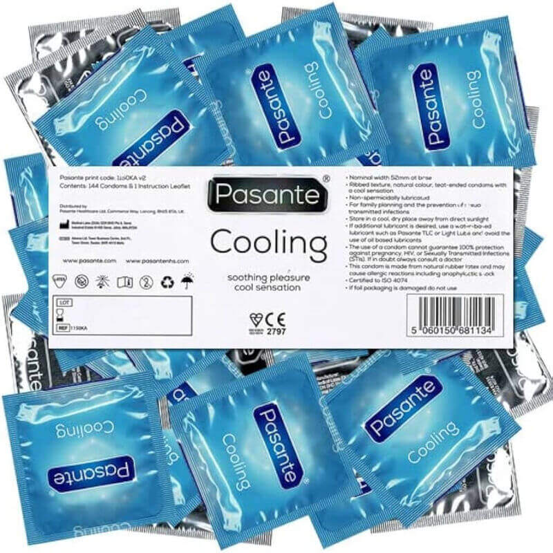 Preservativi stimolanti effetto freddo Pasante Cooling 144 profilattici (Sacchetto)