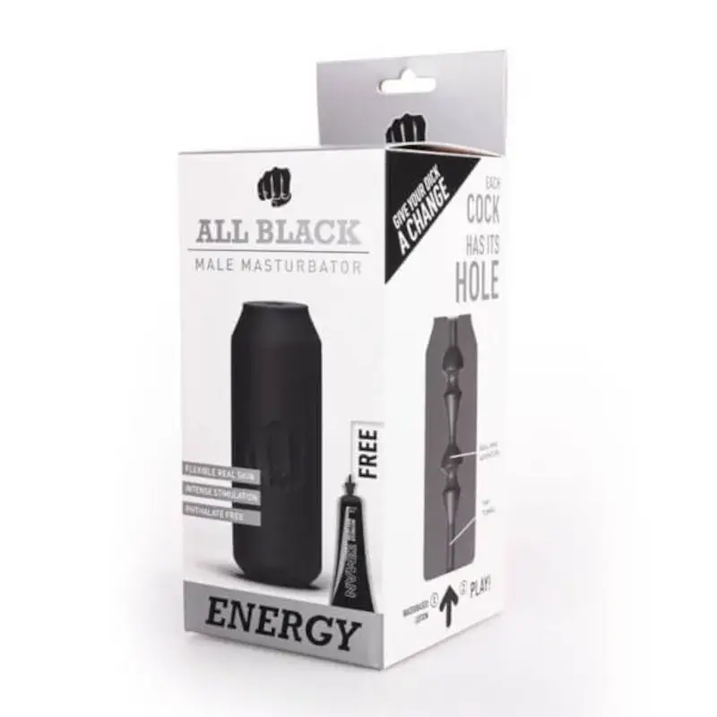 Masturbatore maschile con ano ‘ENERGY’ ALL BLACK