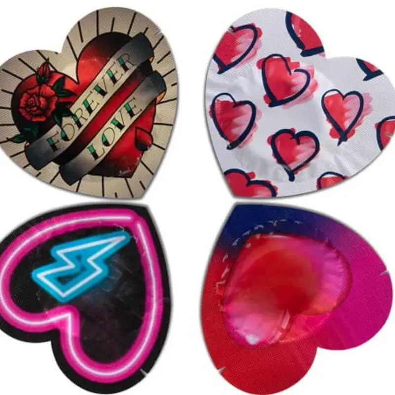 144 Preservativi rossi a forma di cuore PASANTE