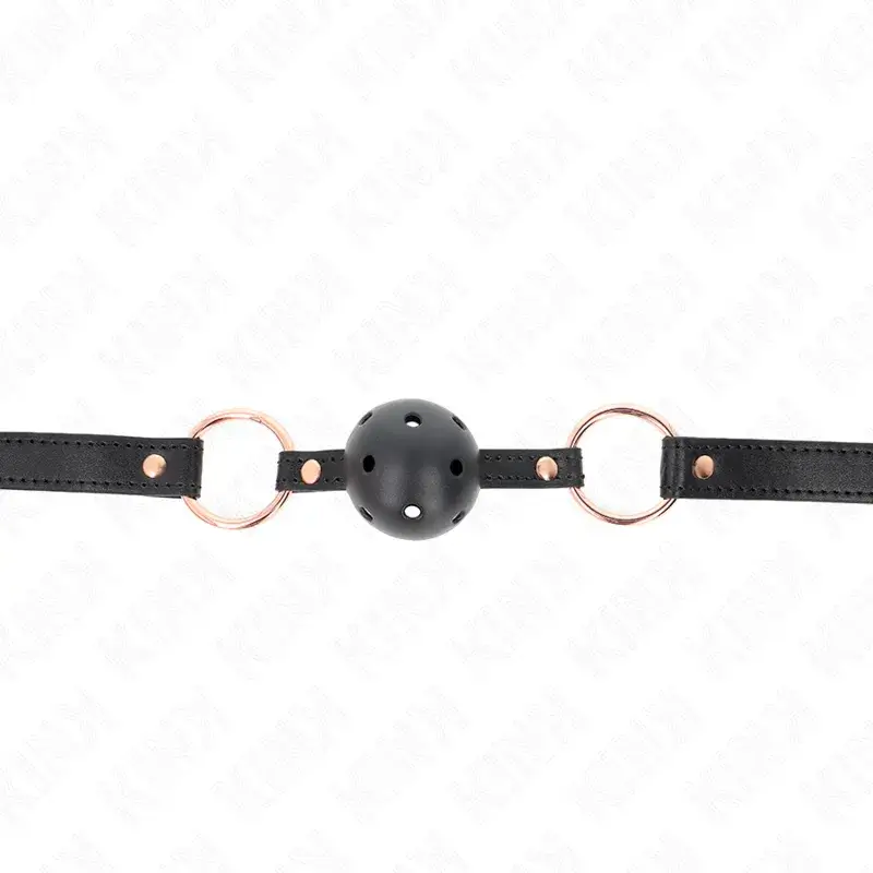 Ball gag forata nera in TPE Ø 4 cm (60×2 cm) KINK