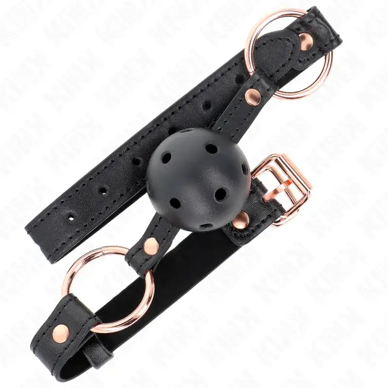 Ball gag forata nera in TPE Ø 4 cm (60×2 cm) KINK