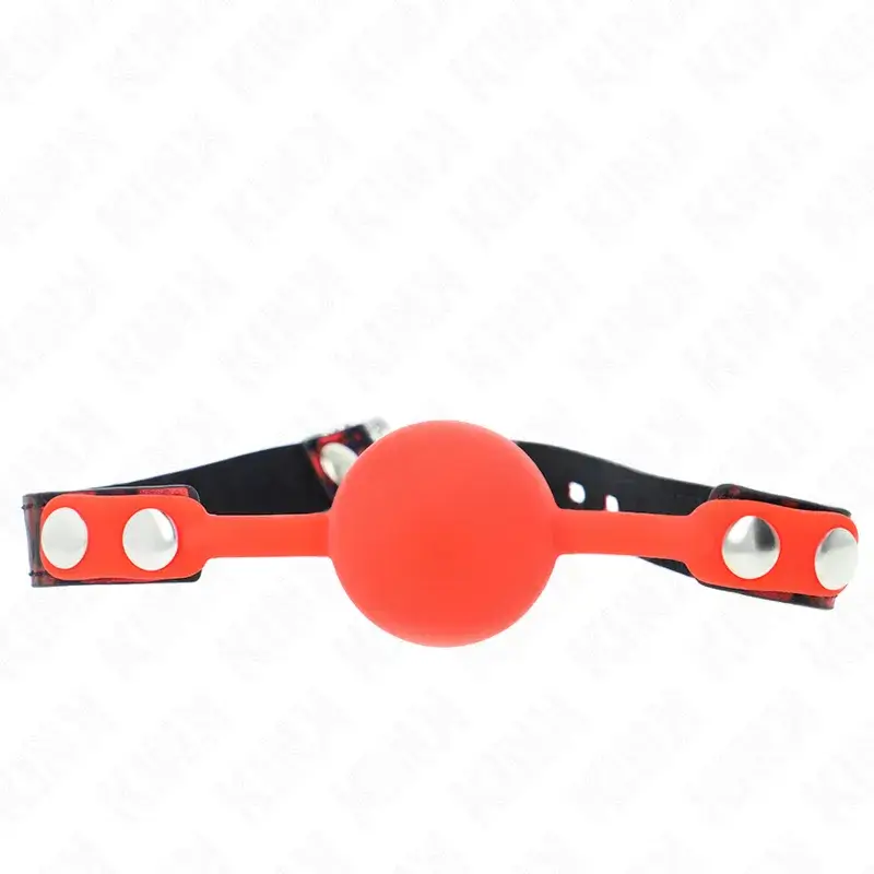 Ball gag rossa in silicone Ø 4 cm con lucchetto (60×2 cm) KINK