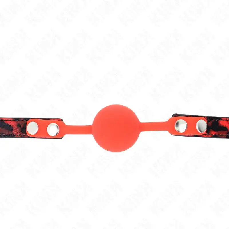 Ball gag rossa in silicone Ø 4 cm con lucchetto (60x2 cm) KINK