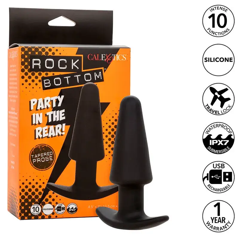 Anal plug conico vibrante in silicone nero ‘ROCK BOTTOM’ CALEXOTICS