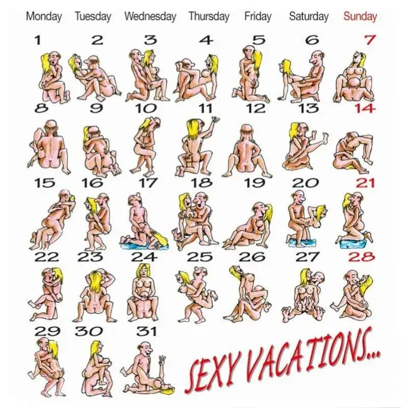 Calendario calamita con 31 posizioni del Kamasutra