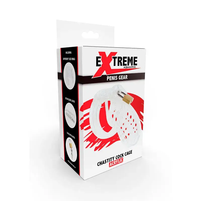 Gabbia per pene con lucchetto in acrilico trasparente - EXTREME HIDDEN DESIRE