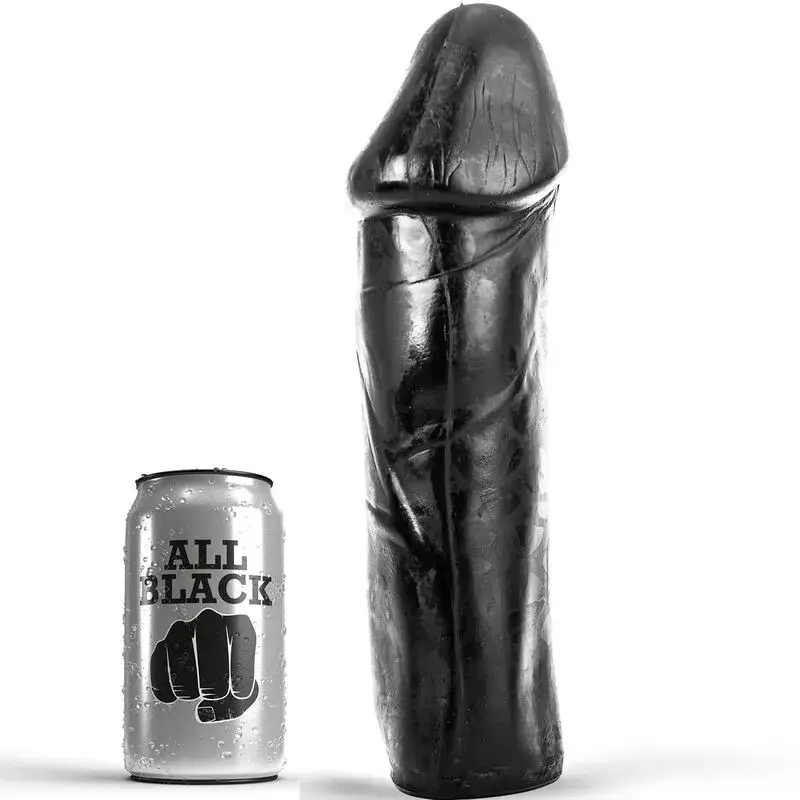Maxi dildo nero da 28 cm con Ø 8 cm senza testicoli ALL BLACK