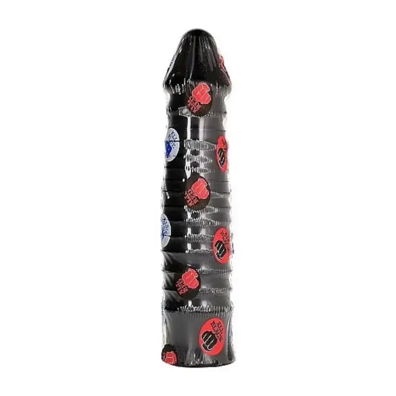 Maxi dildo nero scanalato da 26 cm ALL BLACK