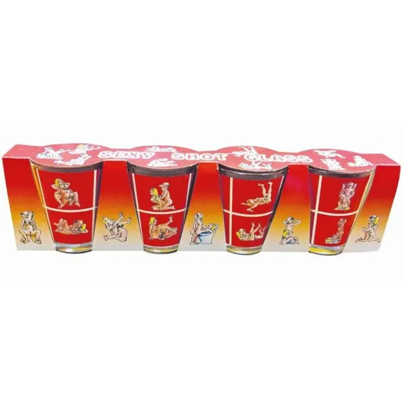 Set di 4 bicchierini in vetro con le posizioni del Kamasutra DIABLO PICANTE