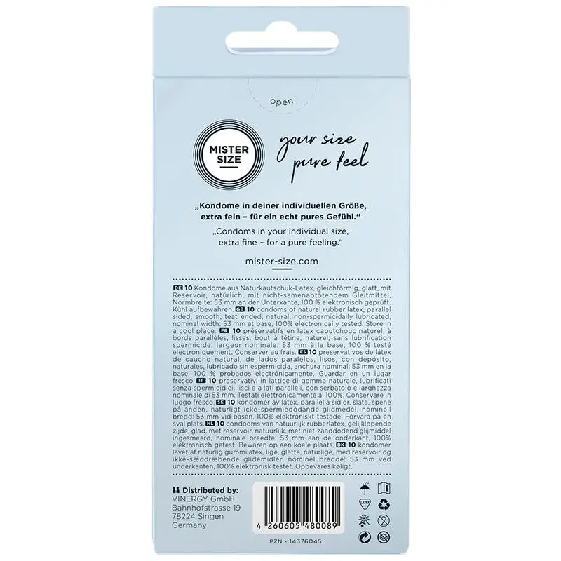10 Preservativi taglia M da 53 mm MISTER SIZE